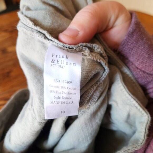 Frank & Eileen Kinsals Sage Green Italian Performance Linen Trouser Pant sz 10 - Picture 4 of 5